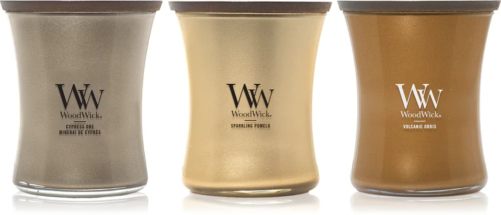 Набор ароматических свечей Woodwick Precious Metals Trio Pack, 1 шт