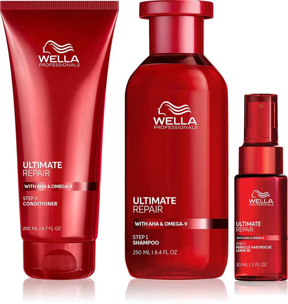 Набор для повреждённых волос Wella Professionals Ultimate Repair Bundle, шампунь, кондиционер и несмываемая сыворотка, 3 шт