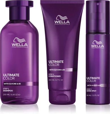 Набор для окрашенных волос Wella Professionals Ultimate Color sada шампунь, кондиционер и спрей, для сияния цвета, 3 шт