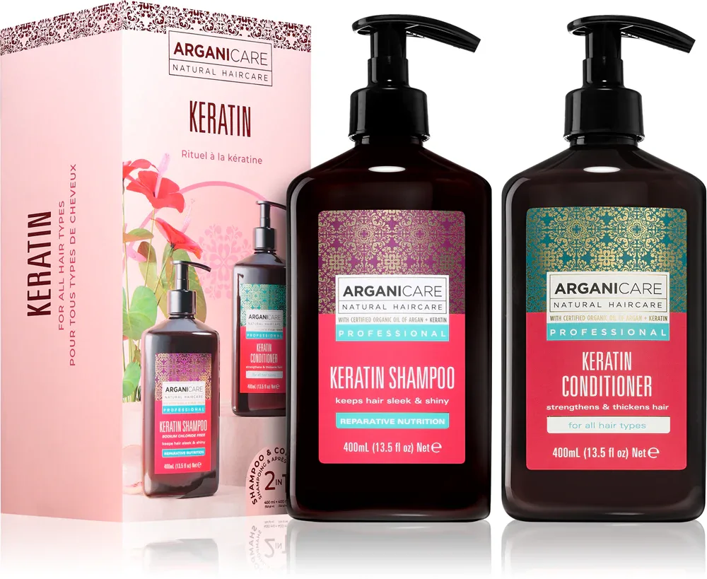 Набор для ухода за волосами Arganicare Keratin Set шампунь и кондиционер, с кератином, для сухих волос z keratyną, 1 шт
