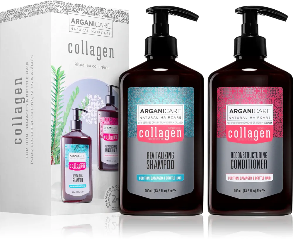 Набор для ухода за волосами Arganicare Collagen Set шампунь и кондиционер, с коллагеном, для тонких волос, 1 шт