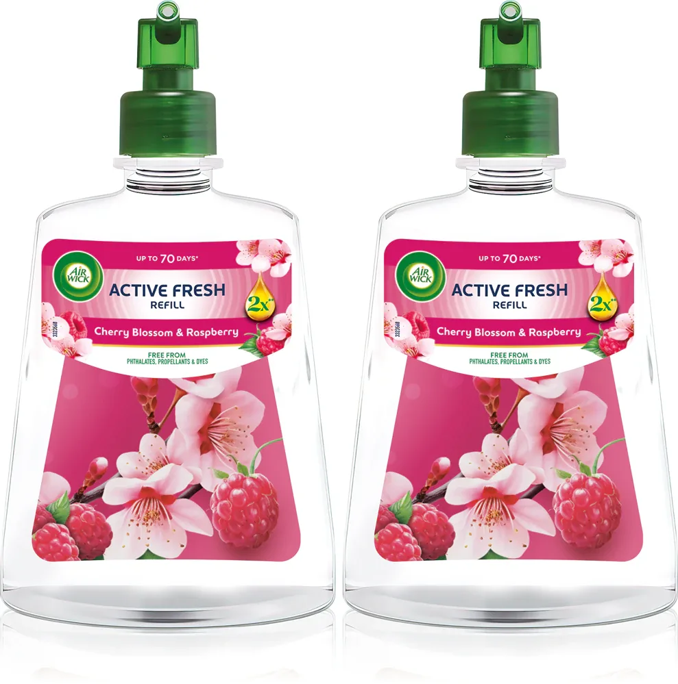 Набор освежителей воздуха Air Wick Cherry Blossom Raspberry Duo, сменные наполнители, 2 x 228 мл