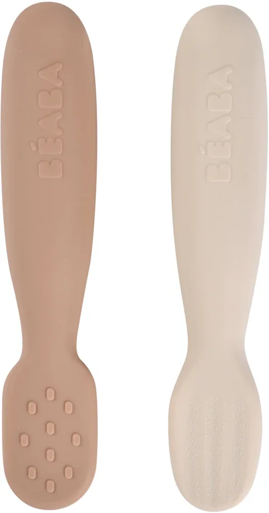 Ложки детские Beaba Silicone Pre-Spoons 2 Pack силиконовые, мягкие, 2 шт Praline / Clay 4m+