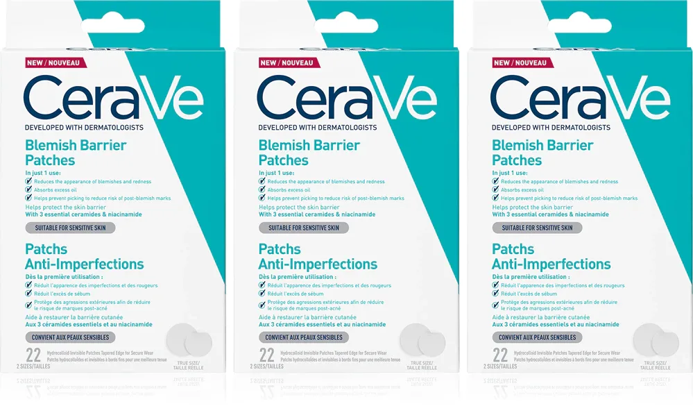 Набор патчей для лица CeraVe Blemish Control Barrier Patches для проблемной кожи, 3 упаковки по 22 шт