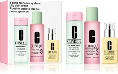 Набор косметики для лица Clinique 3 Steps Skincare Systeme Oily Skin Types, для жирной и комбинированной кожи, подарочный
