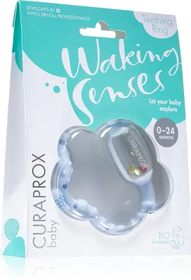 Прорезыватель для зубов Curaprox Baby Waking Senses с тренировочной щёточкой и гремящими шариками, 1 шт