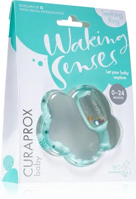 Прорезыватель для зубов Curaprox Baby Waking Senses с тренировочной щёточкой и гремящими шариками, 1 шт, 1 шт (CUR02192)