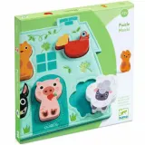 Игрушка деревянная DJECO Wooden Block Puzzle Mouki развивающая, детская 12m+, 1 шт — фото 1