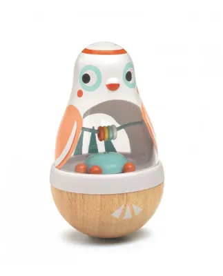 Игрушка-неваляшка DJECO Wood Roly-Poly Owl деревянная, сенсорная, 1 шт 10m+