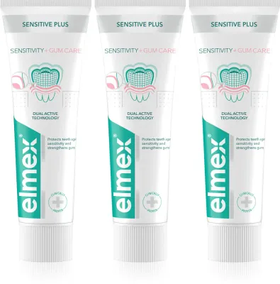Набор зубных паст Elmex Sensitive Plus Sensitivity + Gums для чувствительных зубов, 3 × 75 мл