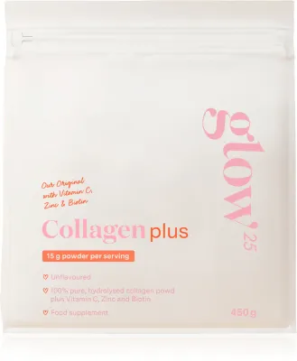 Коллаген в порошке Glow25 Collagen Plus с витамином C, цинком и биотином, 450 г
