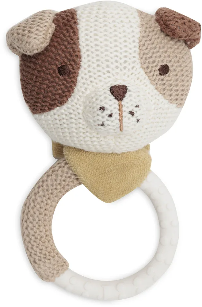 Прорезыватель JOLLEIN Teething Ring детский силиконовый, коричневый с розовым, 1 шт