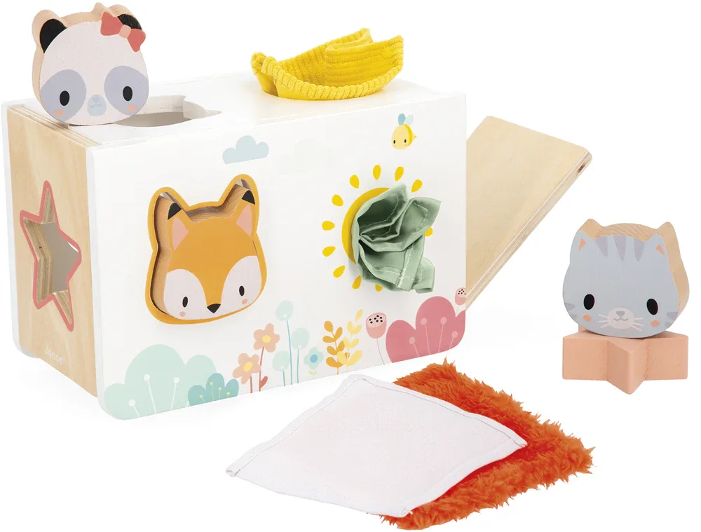Коробка сенсорная Janod Pure Sensory Tissue Box с платочками, для малышей 12m+, 1 шт