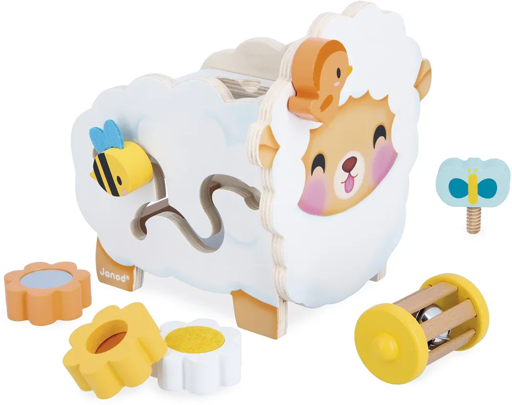 Игрушка развивающая Janod Multi-Activity Sheep деревянная, складная 12m+, 1 шт