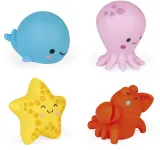 Игрушки-брызгалки для ванной Janod 4 Squirters силиконовые, 4 шт 10m+ — фото 1