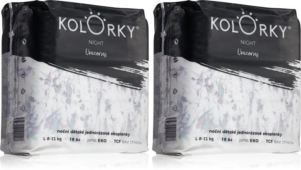 Подгузники детские Kolorky Night Unicorn эко, набор, с индикатором влажности, 2 × 19 шт 8-13 кг