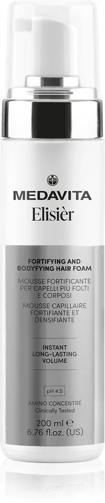 Пенка для волос Medavita Elisier Fortifying Bodyfying Hair Foam для тонких волос без объёма, с гиалуроновой кислотой, 200 мл pro unavené vlasy
