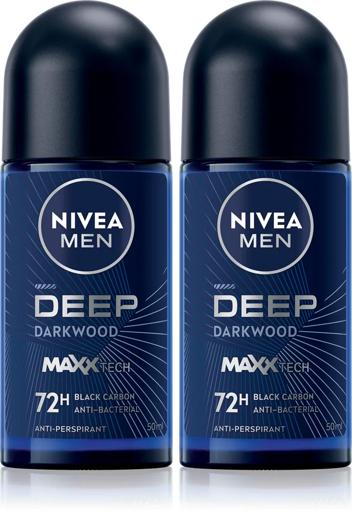Антиперспирант-ролик NIVEA MEN Deep для мужчин, с угольным порошком, 2х50 мл