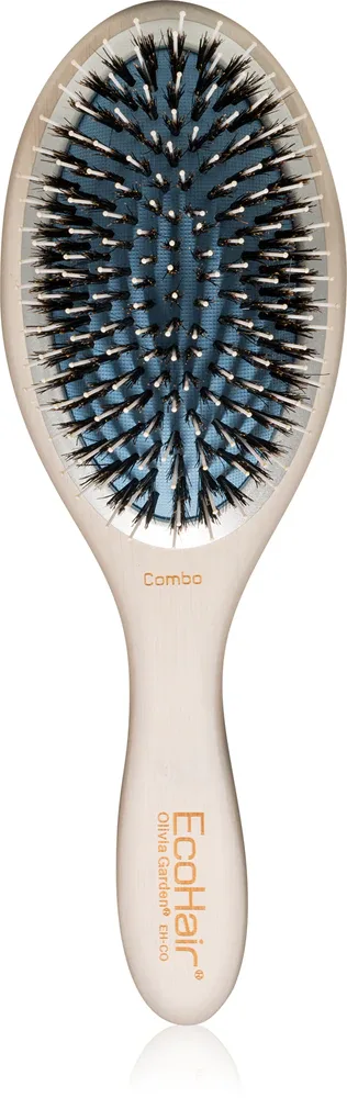 Плоская щётка для волос Olivia Garden EcoHair, бамбуковая рукоятка, натуральная щетина, 1 шт