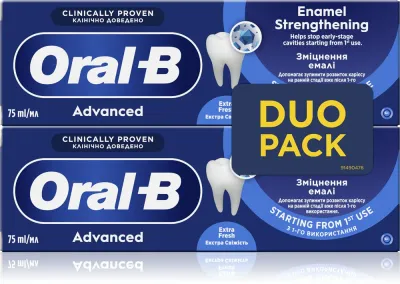 Зубная паста Oral-B Advanced Enamel Strengthening укрепляющая, 2×75 мл Extra Fresh