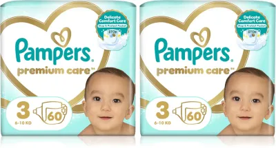 Подгузники Pampers Premium Care Size 3 комплект, 2×60 шт