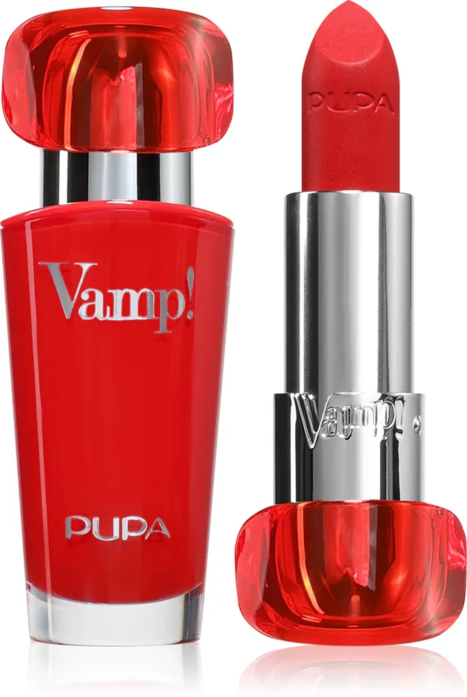 Помада PUPA Milano Vamp! Luminous Lipstick сатиновая, с эффектом увеличения губ, 3,5 г, оттенок 302 Ruby Red