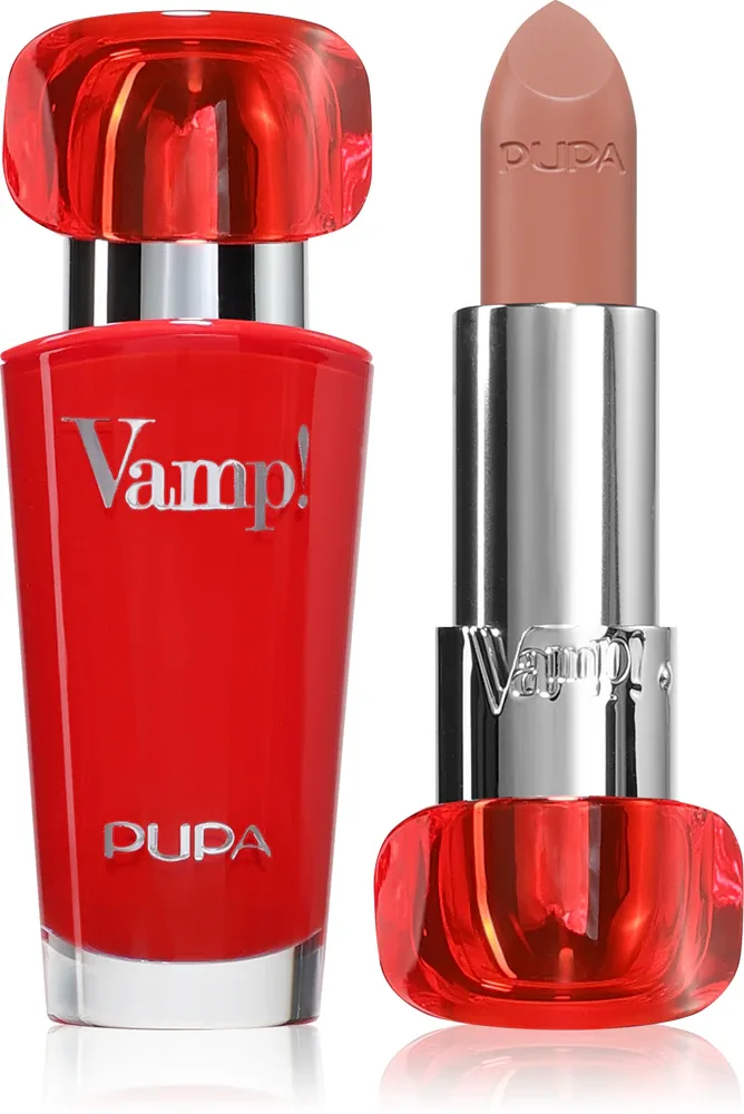 Помада PUPA Milano Vamp! Luminous Lipstick сатиновая, с эффектом увеличения губ, 3,5 г, оттенок 101 Warm Nude