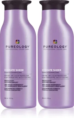 Набор Pureology Hydrate Sheer shampoo Duopack лёгкий увлажняющий шампунь для чувствительных волос, 2 x 266 мл