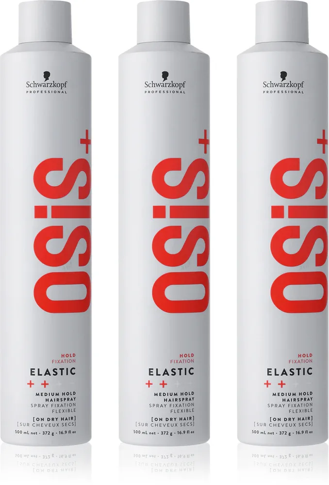 Лак для волос Schwarzkopf Professional Osis+ Elastic средней фиксации, с термозащитой, 3 х 500 мл