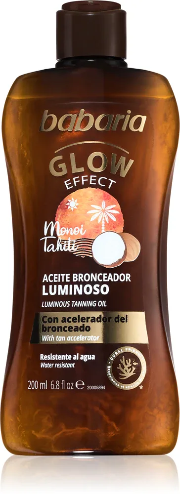 Масло для загара Babaria Glow Effect Monoi Tahiti с эффектом сияния, для всех типов кожи, 200 мл