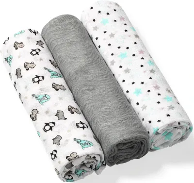 Пелёнки многоразовые BabyOno Take Care Natural Diapers для ухода за ребёнком, 3 шт 70 x 70 cm Gray