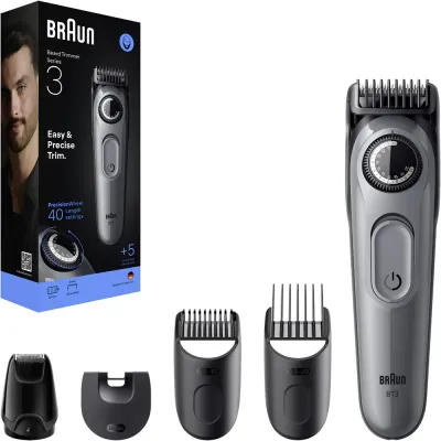 Триммер для бороды Braun Series 3 BT3560 с 5 насадками, с мини-бритвой, 1 шт