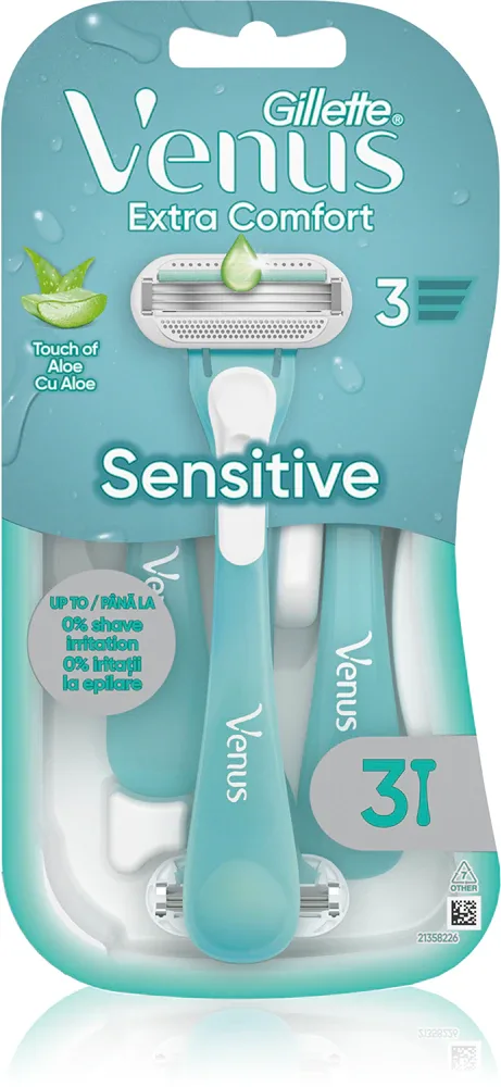 Бритва женская Gillette Venus Sensitive 3 лезвия, с увлажняющей полоской с алоэ, 3 шт