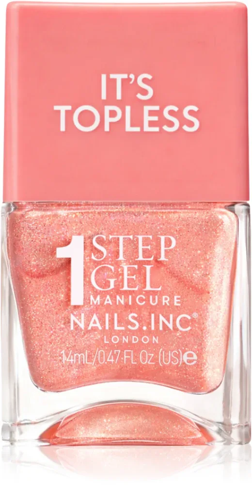 Лак для ногтей Nails Inc. It’s Topless стойкий, увлажняющий, 14 мл, оттенок Millie Peach Iridescent
