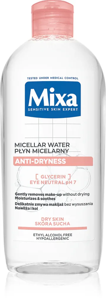 Мицеллярная вода Mixa Allantoin Restore Anti-Dryness для сухой кожи, физиологичный pH 5,5, 400 мл