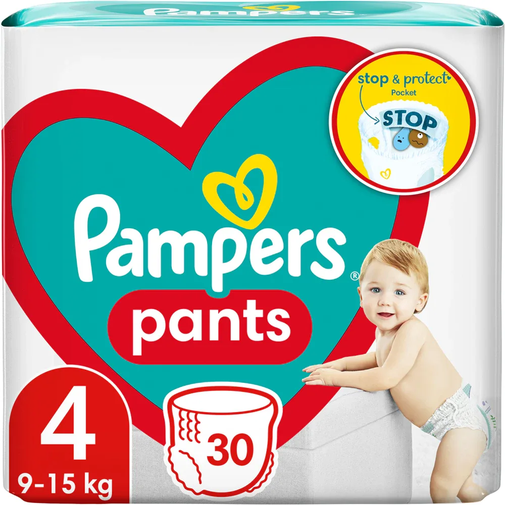Подгузники-трусики Pampers Pants Size 4 с карманом Stop Protect, до 12 часов, 30 шт