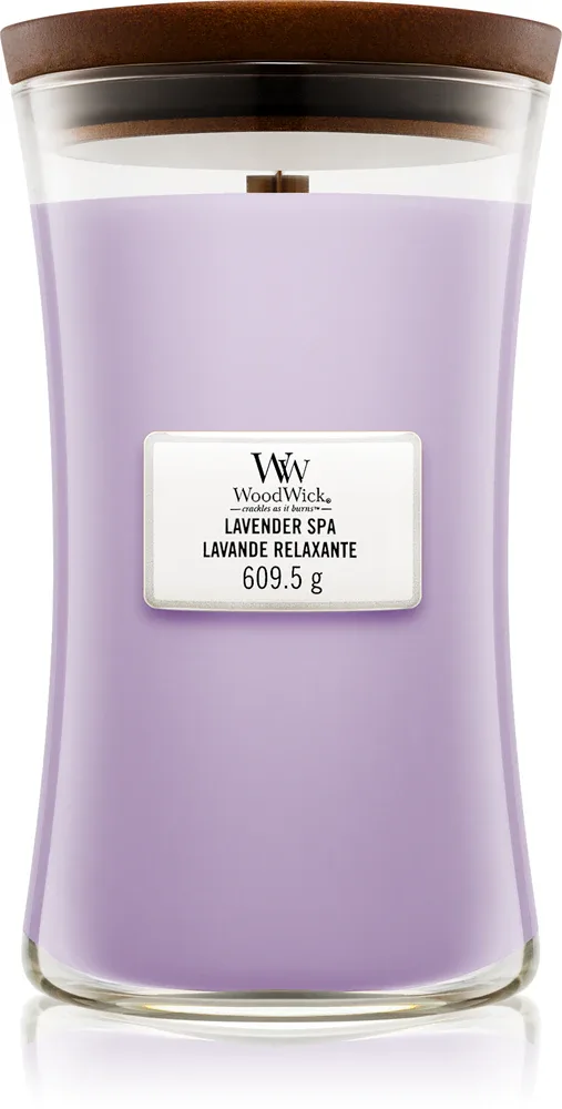 Ароматическая свеча Woodwick Lavender Spa с деревянным фитилём, долгое горение, 609,5 г