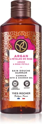Гель для душа Yves Rocher Bain de Nature Argan Rose Petals с маслом арганы и розовой водой, увлажняет, 400 мл