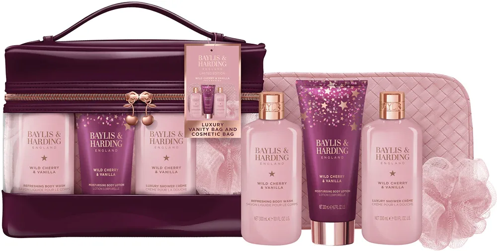 Baylis & Harding Wild Cherry & Vanilla - Набор косметический Baylis Harding Wild Cherry Vanilla Bags Of Beauty для тела, с косметичками, подарочный