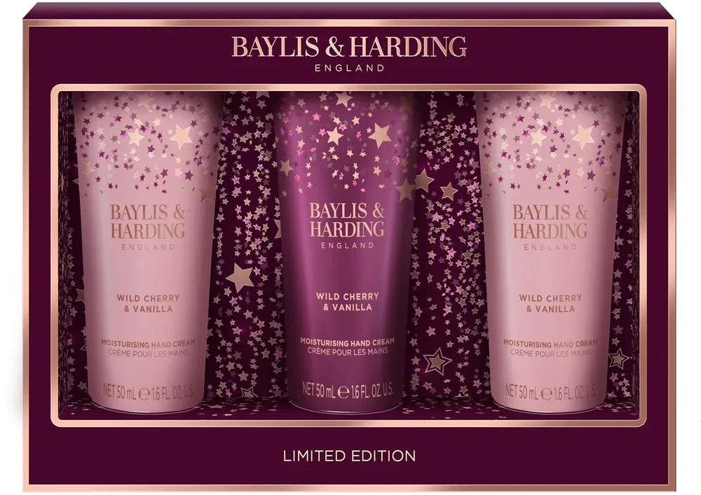 Baylis & Harding Wild Cherry & Vanilla - Набор кремов для рук Baylis Harding Wild Cherry Vanilla Luxury Hand Treats увлажняющий, подарочный, 3x50 мл