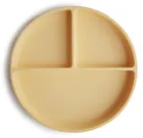 Тарелка детская Mushie Silicone Suction Plate на присоске силиконовая, жёлтая, 1 шт Daffodil — фото 1