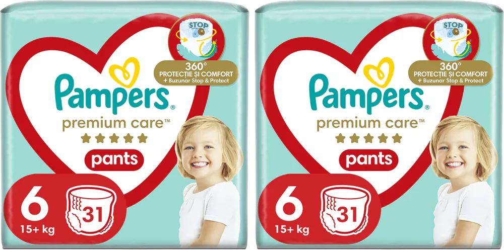 Трусики-подгузники Pampers Premium Care Pants Size 6 набор, одноразовые, 2 × 31 шт