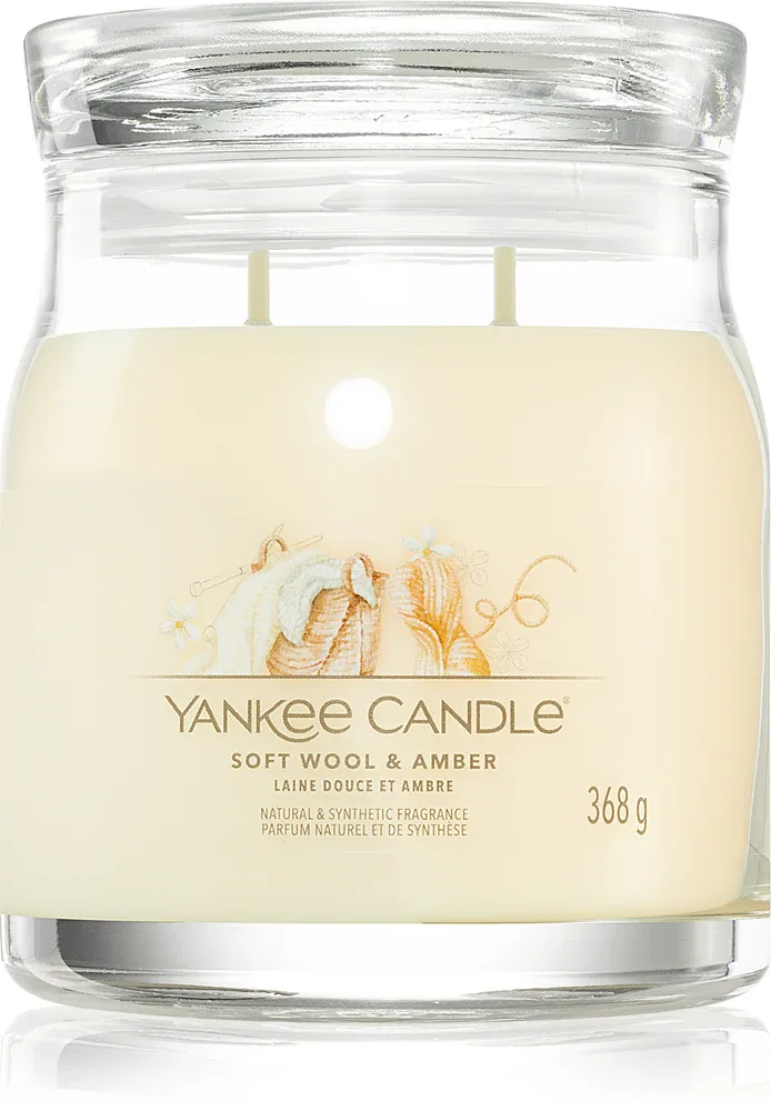 Ароматическая свеча Yankee Candle Soft Wool Amber с амброй и кашемиром, 368 g