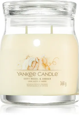 Ароматическая свеча Yankee Candle Soft Wool Amber с амброй и кашемиром, 368 g