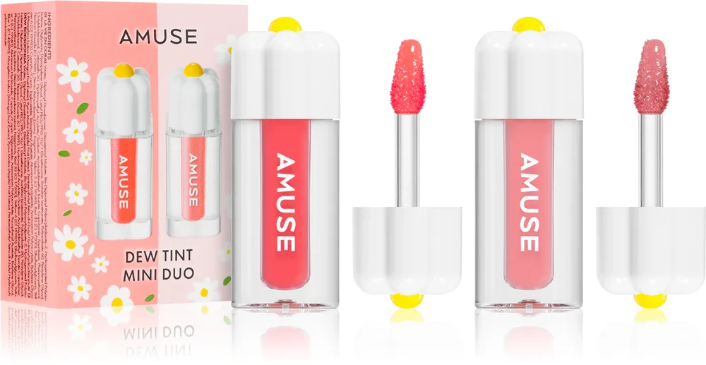 Набор тинтов для губ AMUSE Dew Tint Mini Duo стойкий, увлажняющий, 2 x 1,5 г, оттенок Warm Tone