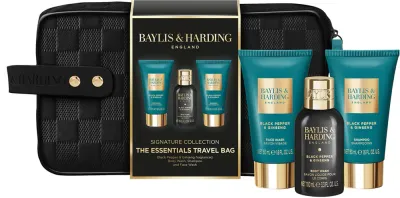 Baylis & Harding Black Pepper & Ginseng - Набор мужской косметики Baylis Harding Black Pepper Ginseng Men's The Essentials Travel Wash Bag, с косметичкой