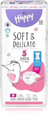 Подгузники одноразовые BELLA Baby Happy Soft Delicate Junior 11–18 кг, с индикатором влажности, 52 шт