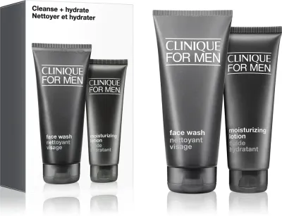Набор для ухода за кожей мужчин Clinique Mini Kit Cleanse + Hydrate гель для умывания и увлажняющий крем, 200 мл + 100 мл