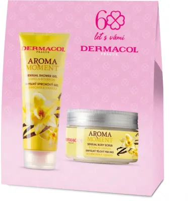 Набор косметики для тела Dermacol Aroma Moment Vanilla Bourbon подарочный, с гелем для душа и сахарным скрабом
