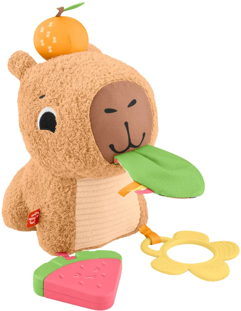 Игрушка-прорезыватель Fisher-Price Snuggly Snacky Capy с погремушкой, плюшевая, 1 шт